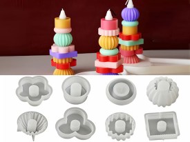 Pack 8 moldes silicona torre apilable para velas